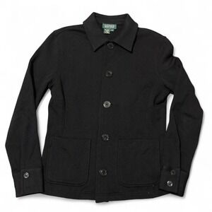 Lauren Ralph Lauren cotton blend fitted coat fleece line anchor button S/18.5